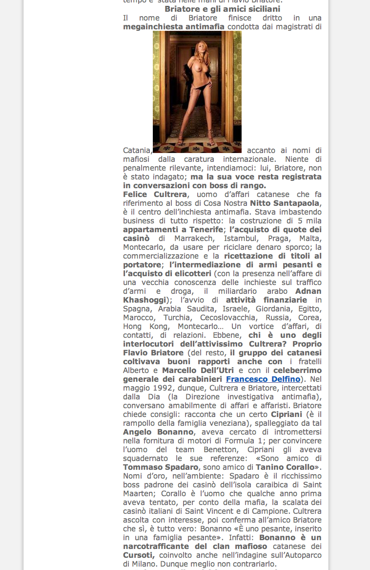 Briatore e gli amici siciliani - Articolo - Felice Cultrera