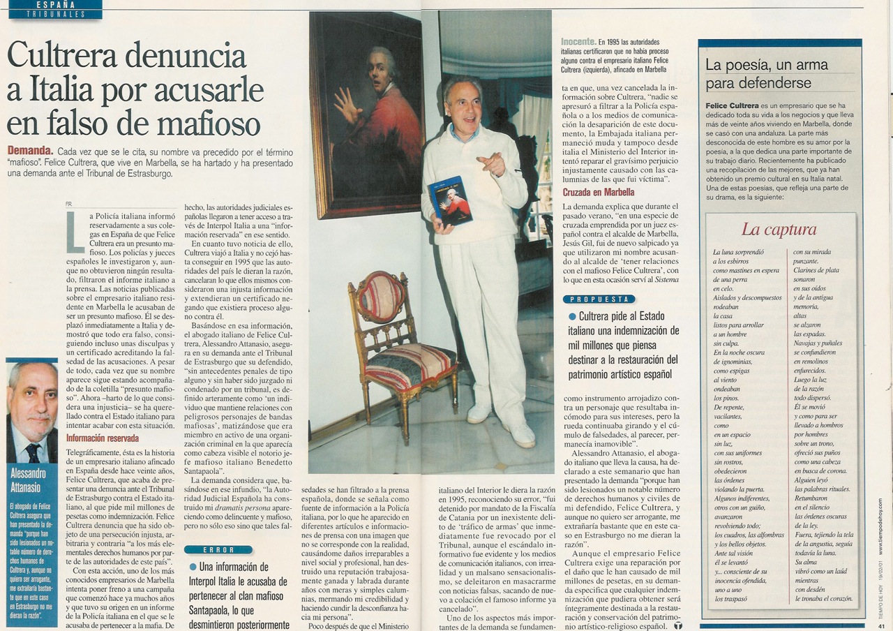 Corriere della Sera - Felice cultrera precisa (Articolo del 22 settembre 1996)